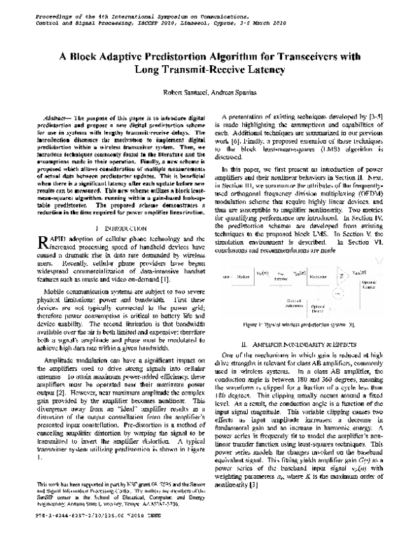(PDF) A block adaptive predistortion algorithm for transceivers with