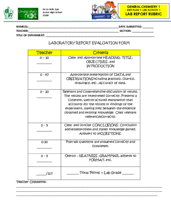 Lab report rubric pdf image
