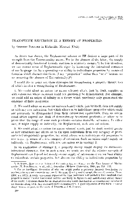 (PDF) Transfinite Recursion in a Theory of Properties