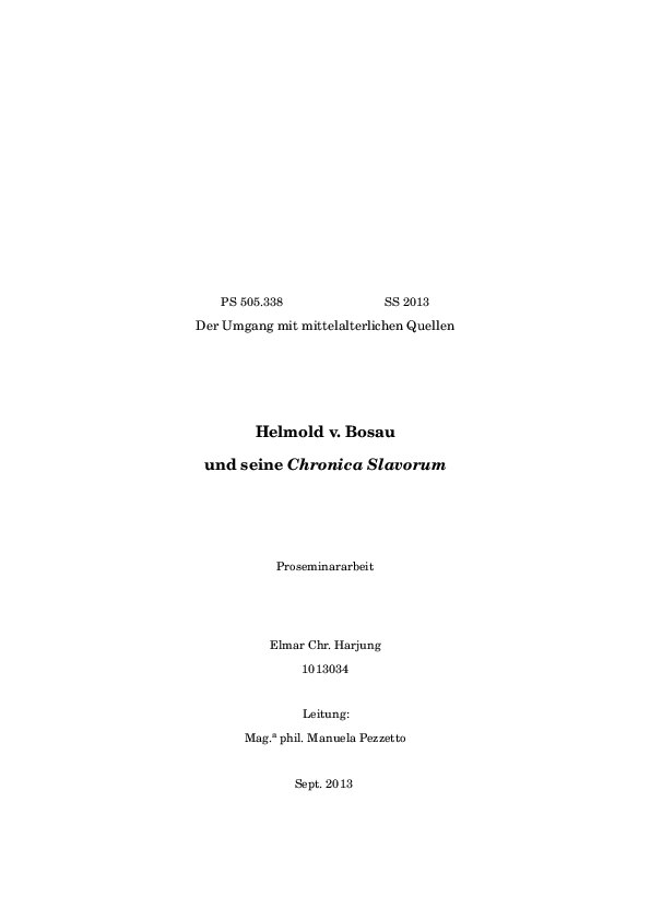 (PDF) Helmold von Bosau und seine „Chronica Slavorum“ [2013]