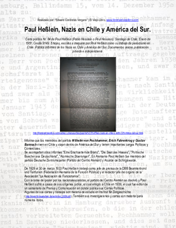 (PDF) Paul Heßlein, Nazis en Chile y América del Sur.
