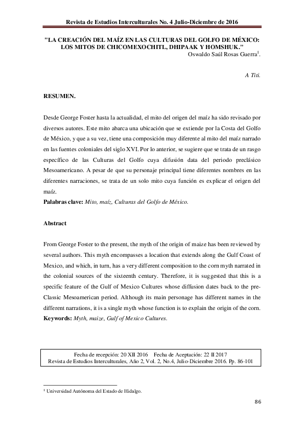 (PDF) La creación del maíz en las culturas del Golfo De México: Los ...