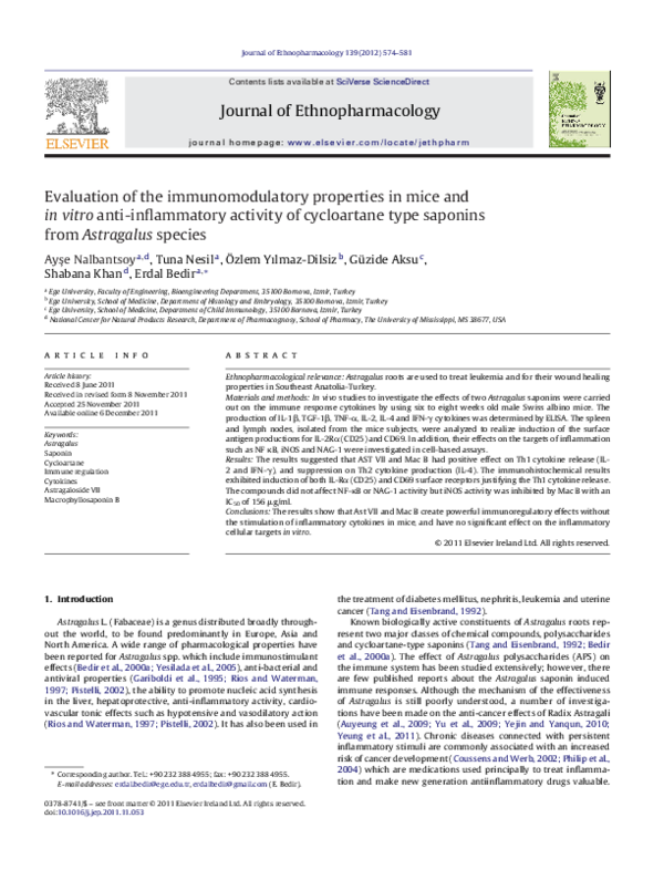 (PDF) Evaluation of the immunomodulatory properties in mice and in ...