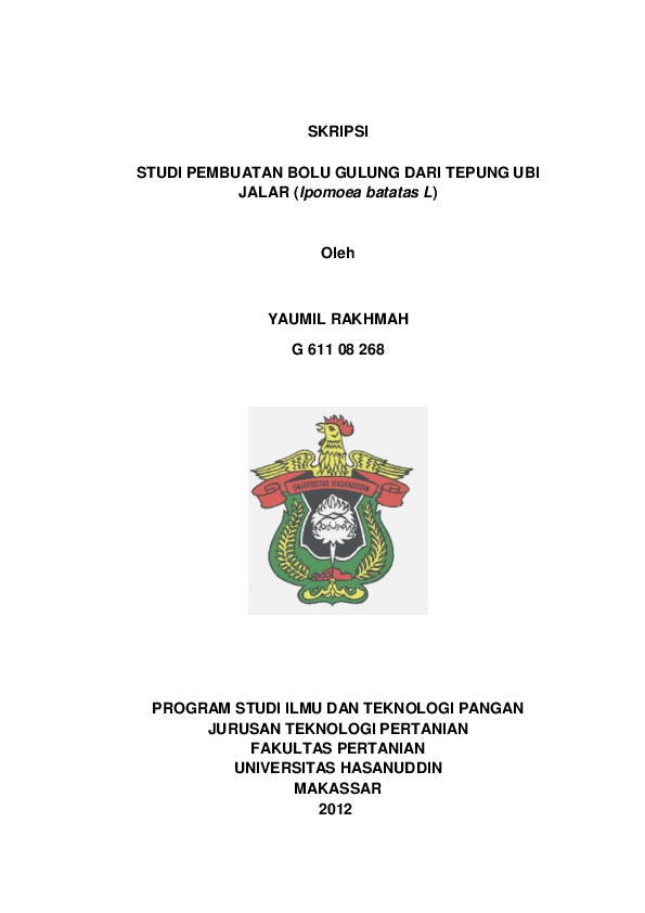Doc Skripsi Studi Pembuatan Bolu Gulung Dari Tepung Ubi Jalar Copy Dewi Alfie Academia Edu