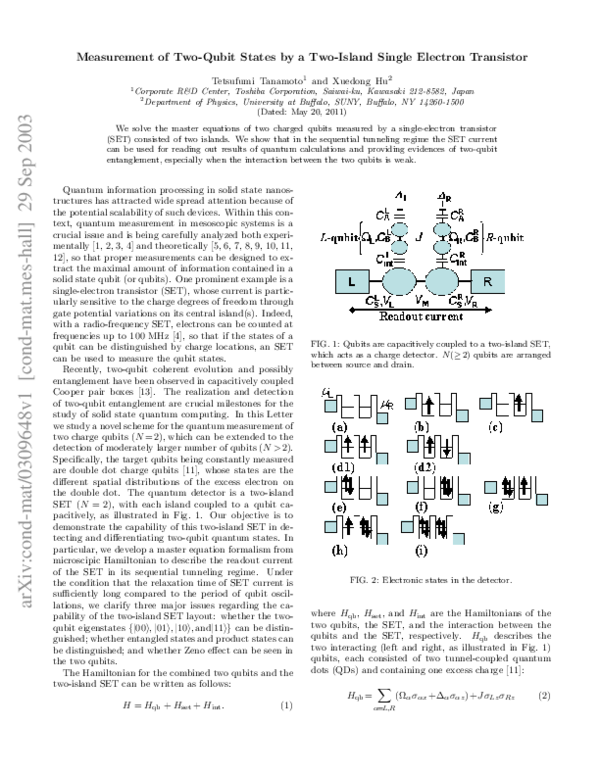 (PDF) Measurement of two-qubit states by a two-island single-electron ...