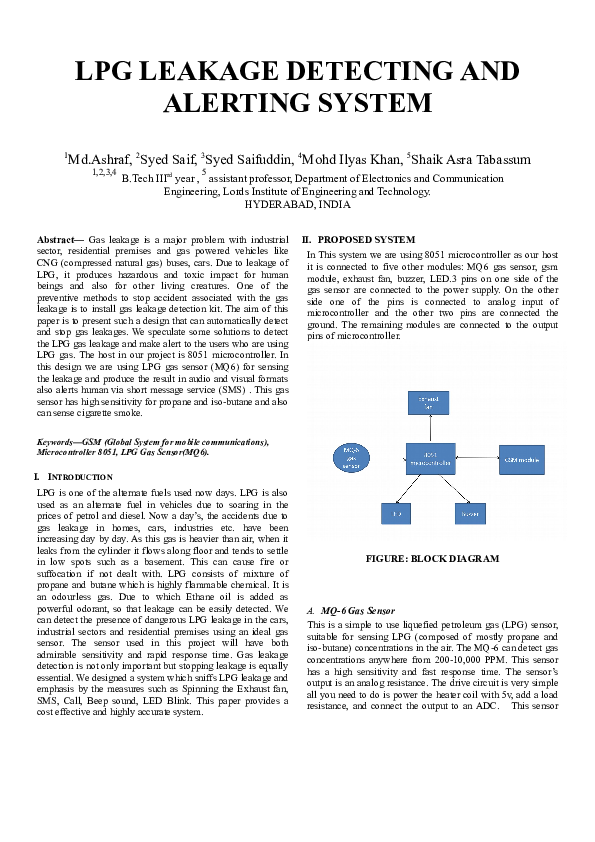 (DOC) LPG LEAKAGE DETECTING AND ALERTING SYSTEM mohd ashraf