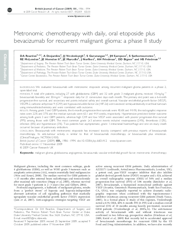 (PDF) Metronomic chemotherapy with daily, oral etoposide plus ...