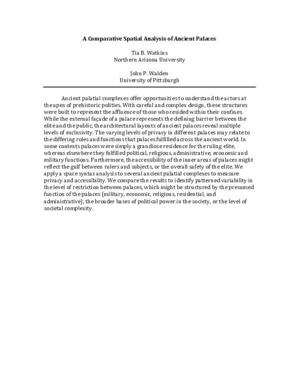 (DOC) 2018 SAA Abstract: A Comparative Spatial Analysis of Ancient Palaces