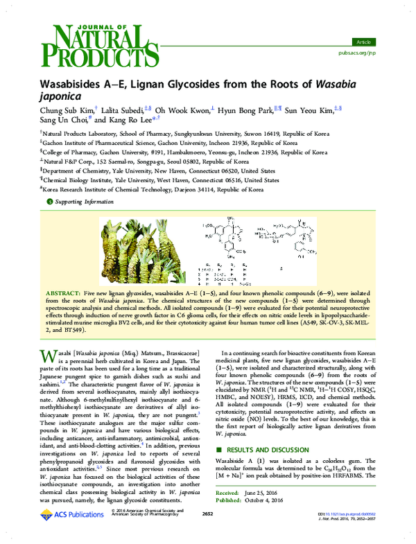 (PDF) Wasabisides A−E, Lignan Glycosides from the Roots of Wasabia