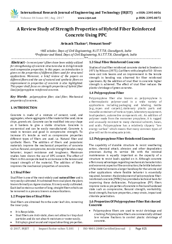(PDF) A Review Study of Strength Properties of Hybrid Fiber Reinforced ...