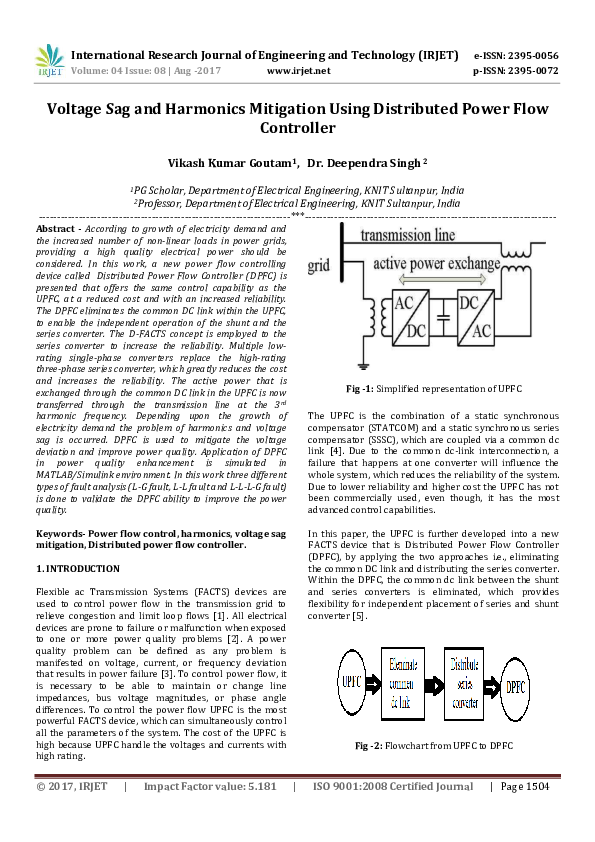(PDF) Voltage Sag and Harmonics Mitigation Using Distributed Power Flow ...