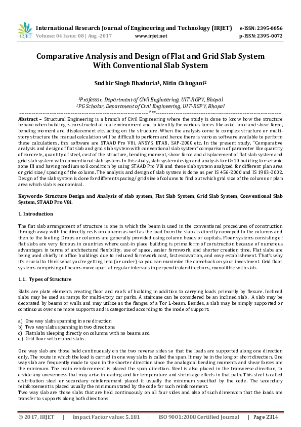 Pdf Comparative Analysis And Design Of Flat And Grid Slab System With Pdf Comparative Analysis And Design Of Flat And Grid Slab System With