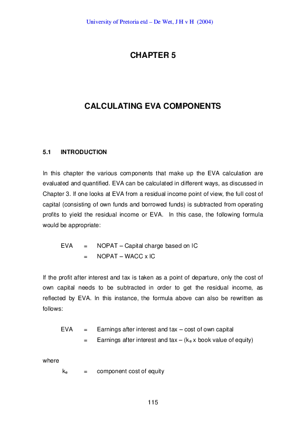 (PDF) CHAPTER 5 CALCULATING EVA COMPONENTS