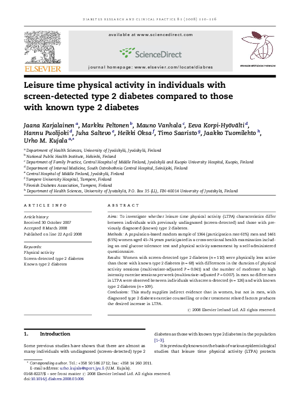 (PDF) Leisure time physical activity in individuals with screen ...