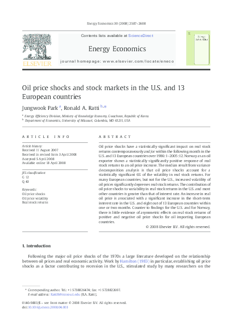 (PDF) Oil price shocks and stock markets in the U.S. and 13 European ...
