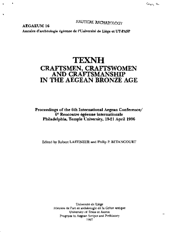 1997_Prolegomena to a Study of Maritime Traffic in Raw Materials to the Aegean During the Fourteenth and Thirteenth Centuries B.C.