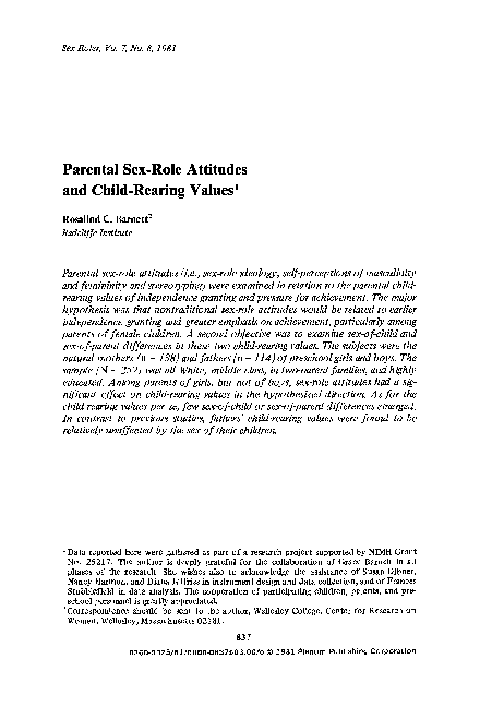 (PDF) Parental sex-role attitudes and child-rearing values