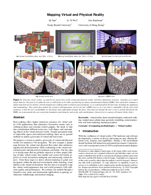 (PDF) Mapping Virtual and Physical Reality