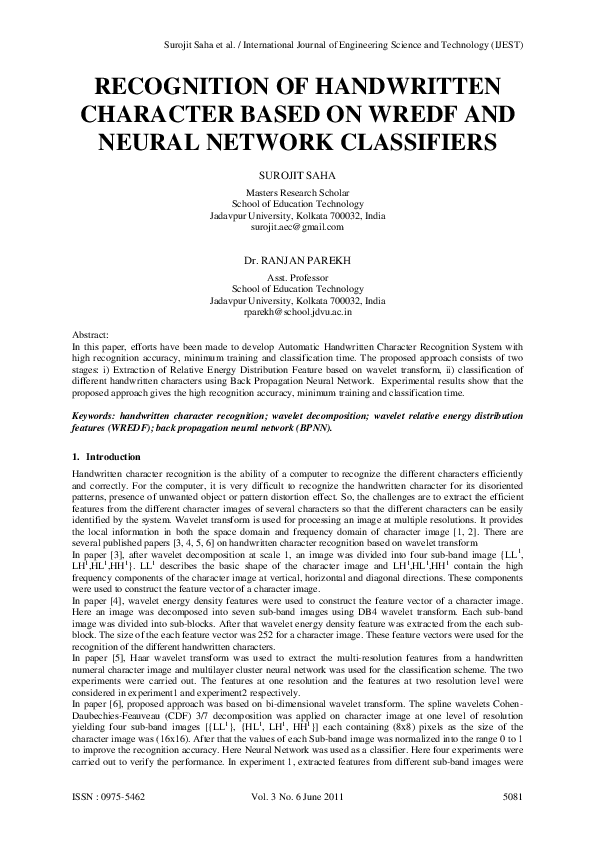 (PDF) Recognition of Handwritten Characters based on WRDEF and Neural ...