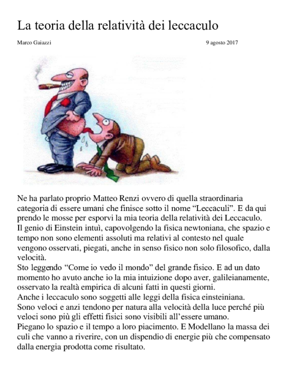 (PDF) La teoria della relatività dei leccaculo Clafra Ono Academia.edu