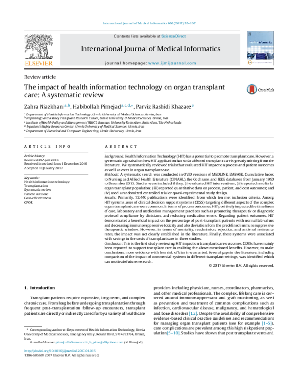 (PDF) The impact of health information technology on organ transplant ...