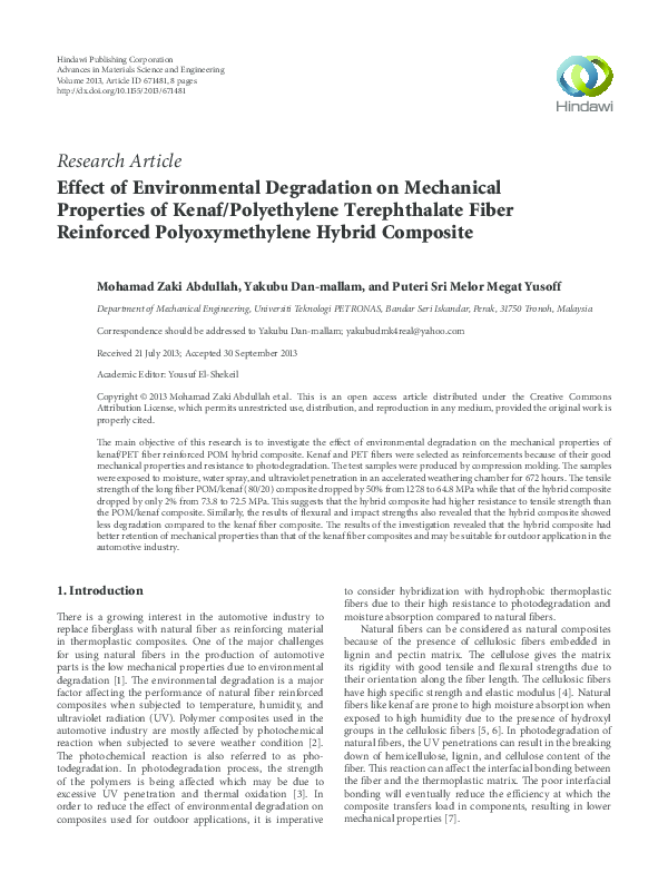 (PDF) Effect of Environmental Degradation on Mechanical Properties of ...