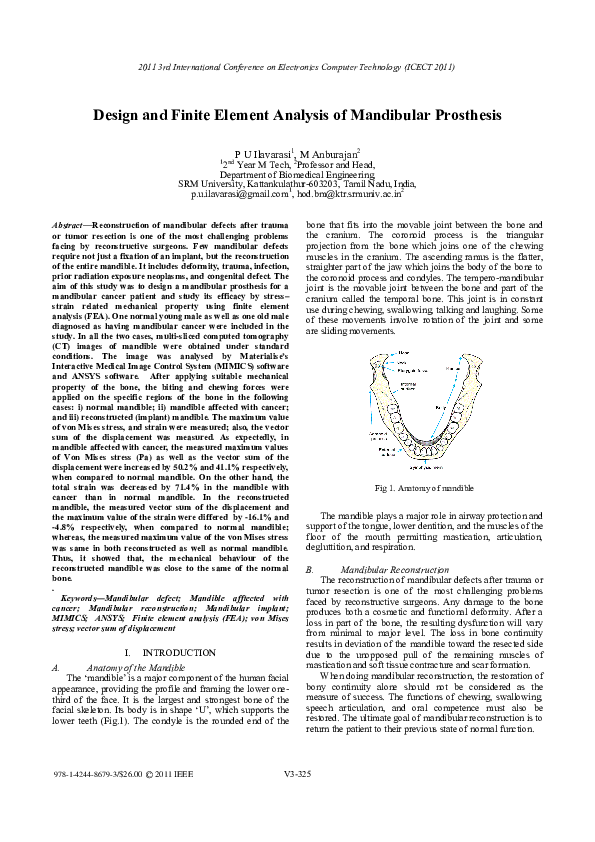 (PDF) Design and Finite Element Analysis of Mandibular Prosthesis