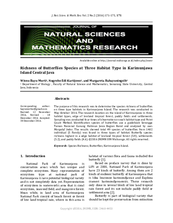 (PDF) Richness of Butterflies Species at Three Habitat Type in ...