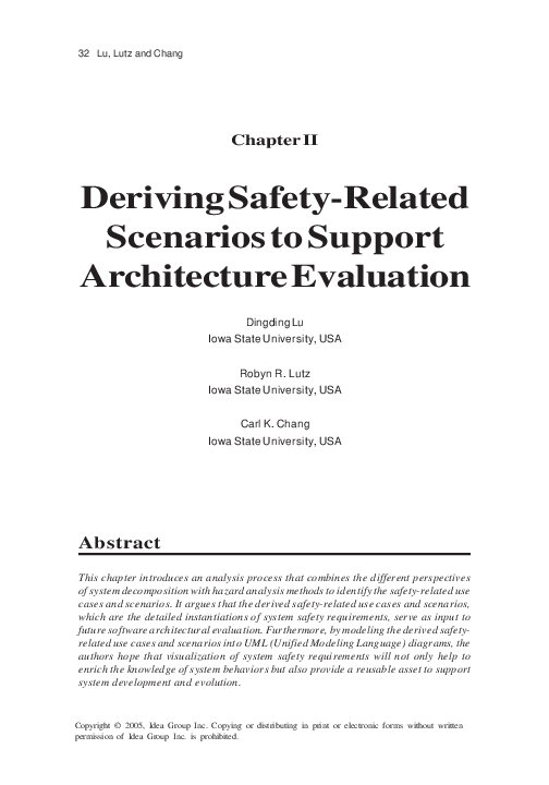 (PDF) Deriving Safety-Related Scenarios to Support Architecture Evaluation