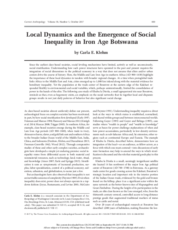 (PDF) Local Dynamics and the Emergence of Social Inequality in Iron Age ...