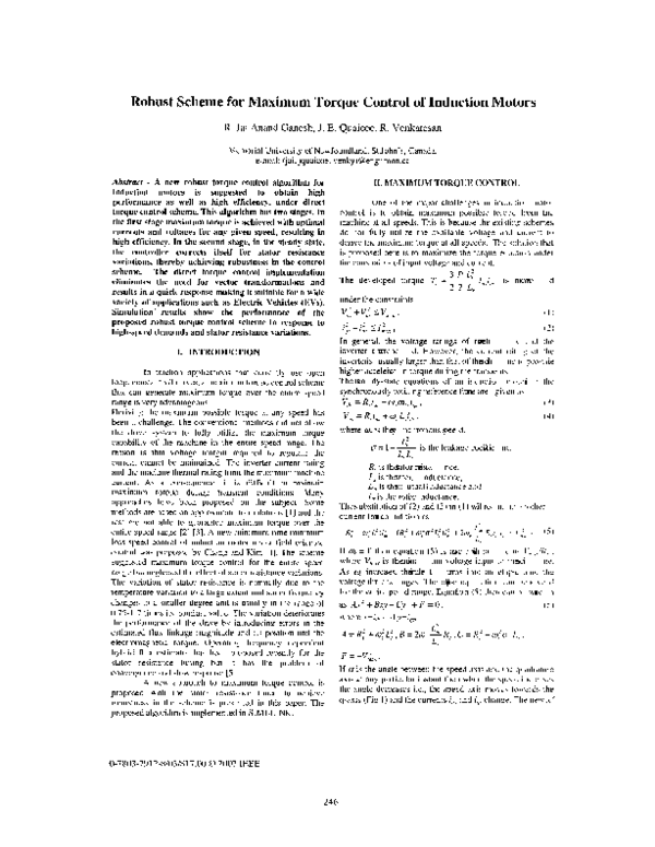 (PDF) Robust Scheme for Maximum Torque Control of Induction Motors
