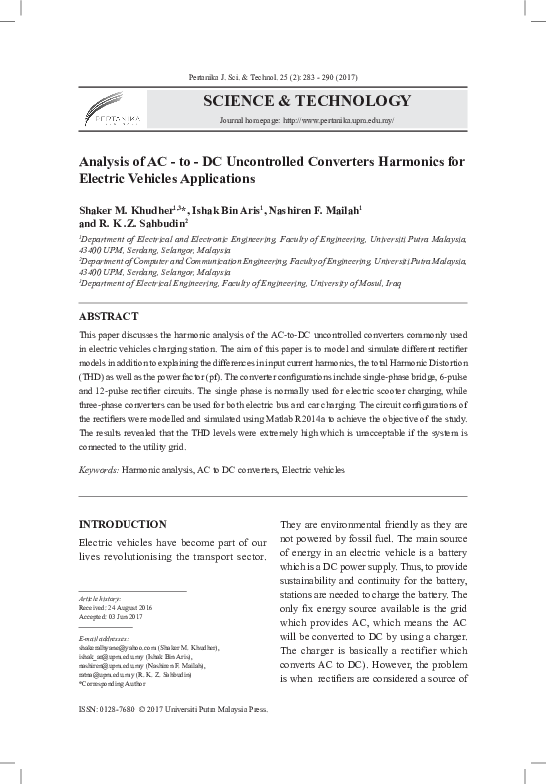 (PDF) Analysis of AC -to -DC Uncontrolled Converters Harmonics for ...