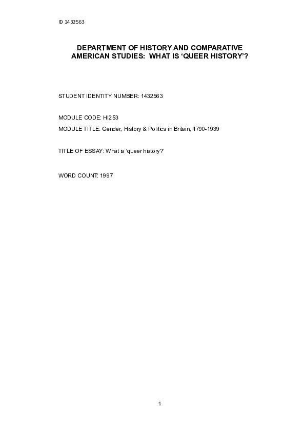 (DOC) WHAT IS ‘QUEER HISTORY’? Flavia R. Academia.edu