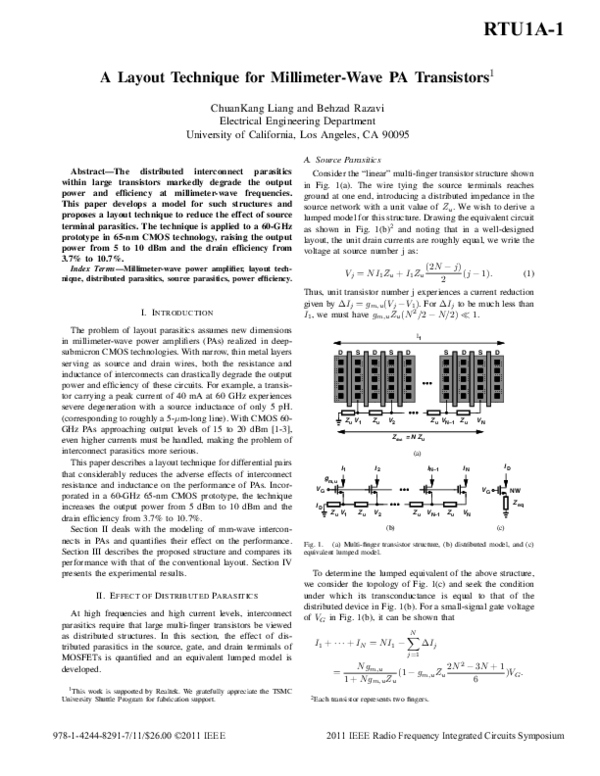 (PDF) A Layout Technique for Millimeter-Wave PA Transistors 1