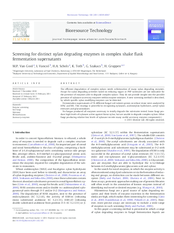 (PDF) Screening for distinct xylan degrading enzymes in complex shake