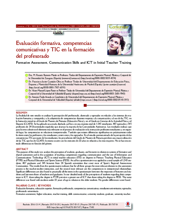 (PDF) Evaluación formativa, competencias comunicativas y TIC en la ...