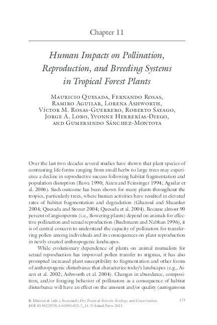 (PDF) Human Impacts on Pollination, Reproduction, and Breeding Systems ...