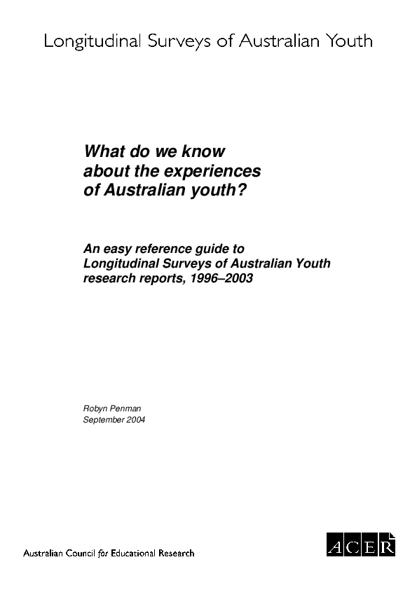 (PDF) What do we know about the experiences of Australian youth? An