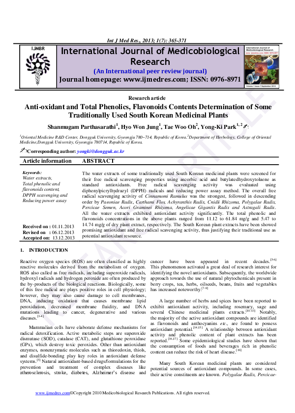 (PDF) Antioxidant and Total Phenolics, Flavonoids Contents