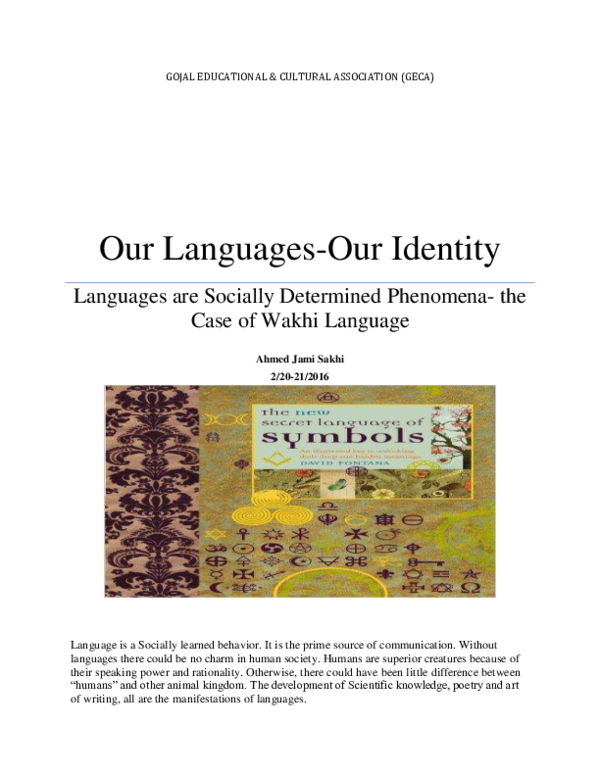 (PDF) Our Languages-Our Identity Languages are Socially Determined ...