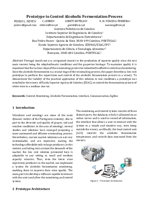 (PDF) Prototype to Control Alcoholic Fermentation Process | Nuno ...