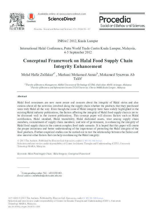 (PDF) ScienceDirect Conceptual Framework on Halal Food Supply Chain ...