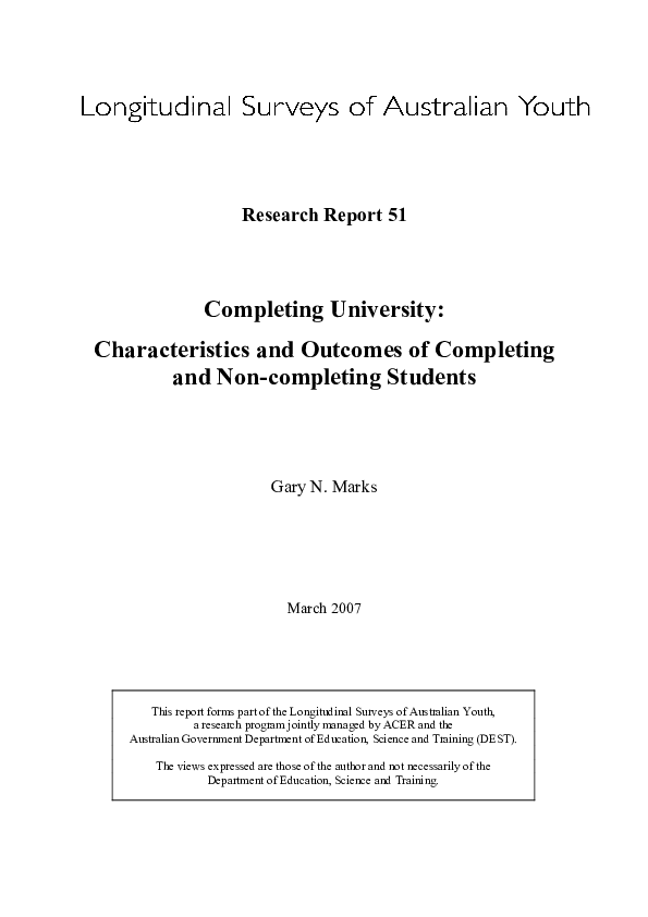 (PDF) Completing University: Characteristics and Outcomes of Completing ...