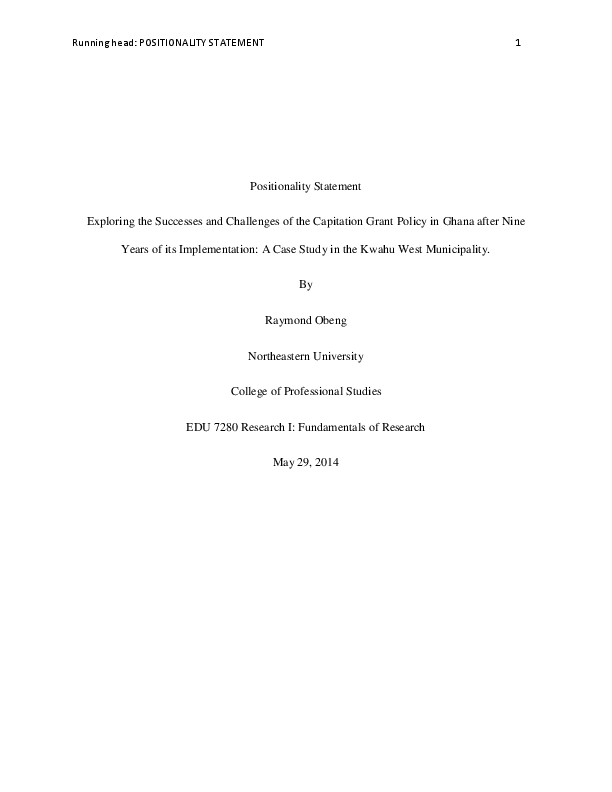 (PDF) Positionality Statement Exploring the Successes and Challenges