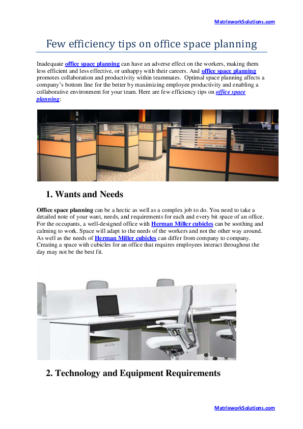 (PDF) Few efficiency tips on office space planning MatrixworkSolutions Anny Allain