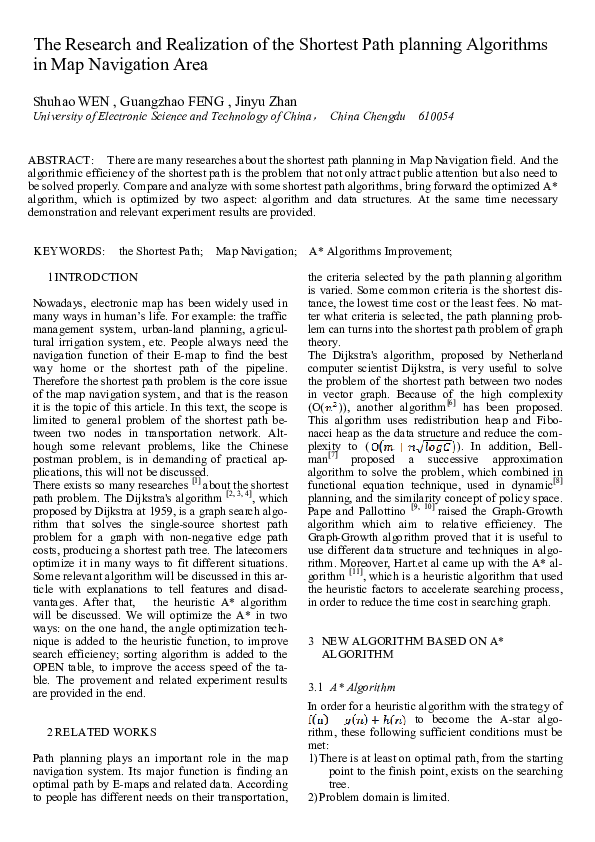 (PDF) The Research and Realization of the Shortest Path planning ...