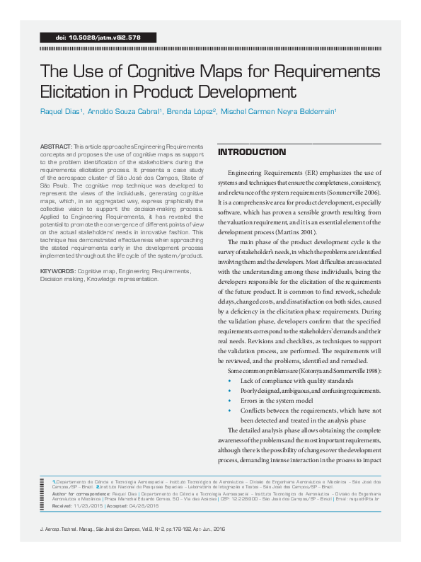 (PDF) The Use of Cognitive Maps for Requirements Elicitation in Product ...