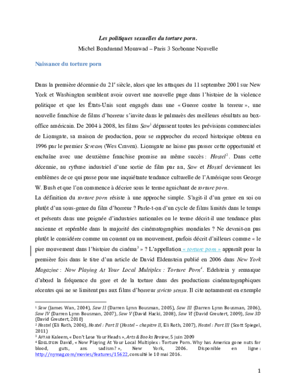 Les politiques sexuelles du torture porn