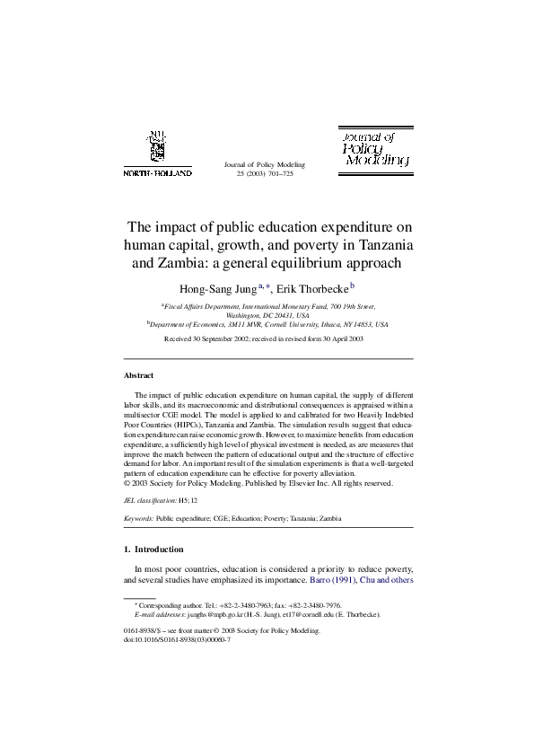 (PDF) The impact of public education expenditure on human capital ...