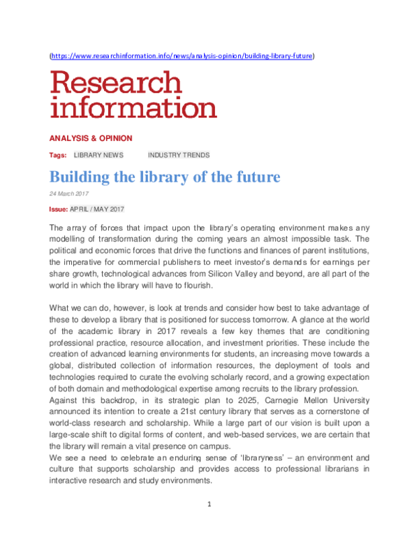 (DOC) Building the library of the future
